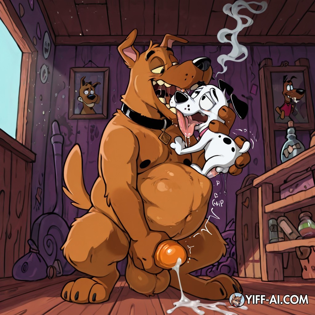 Courage the Cowardly Dog in Surreal Scene