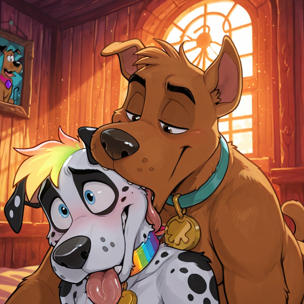 Anthro Courage Fox and Blonde Scooby: Swallowed Whole