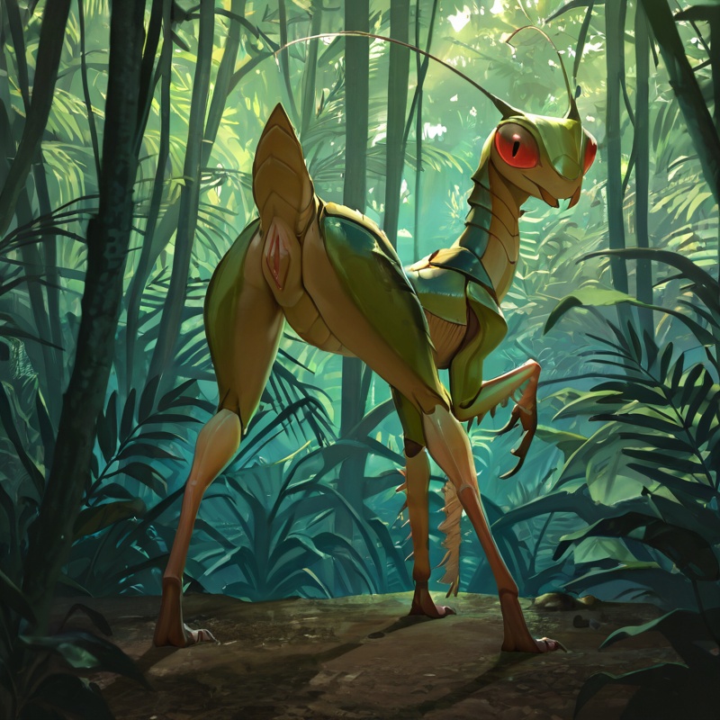 Mantis Monster in Jungle Setting