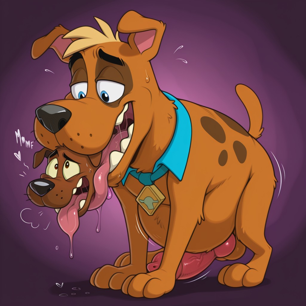 Two Cartoon Dogs In A Romantic Ambiance