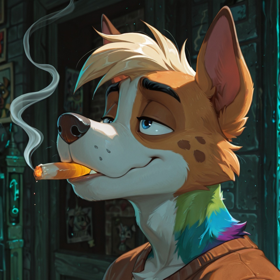 Anthro Courage the Cowardly Dog Smoking Marijuana