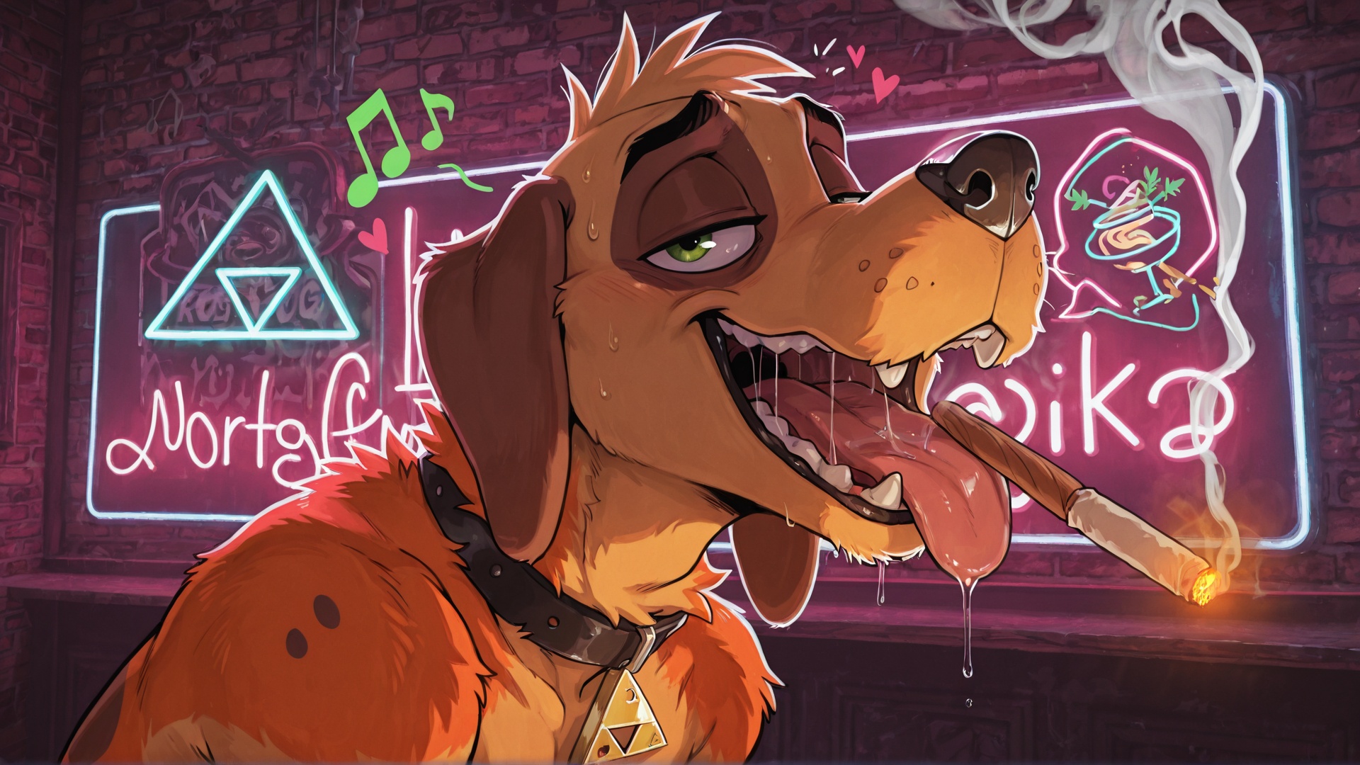 Stoned Furry with Hypnotic Symbols