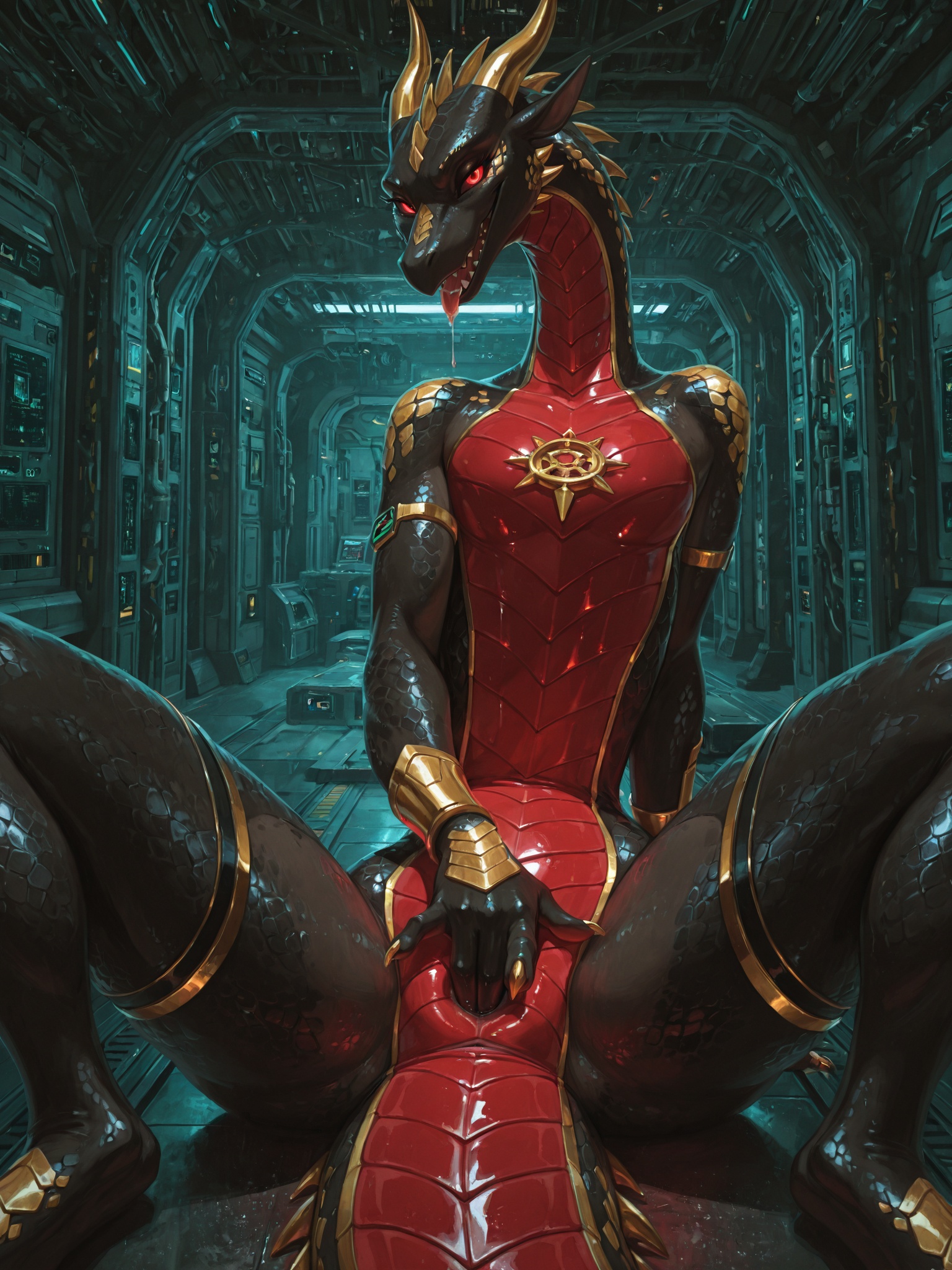 Space Pirate Dragoness on Ruined Bridge