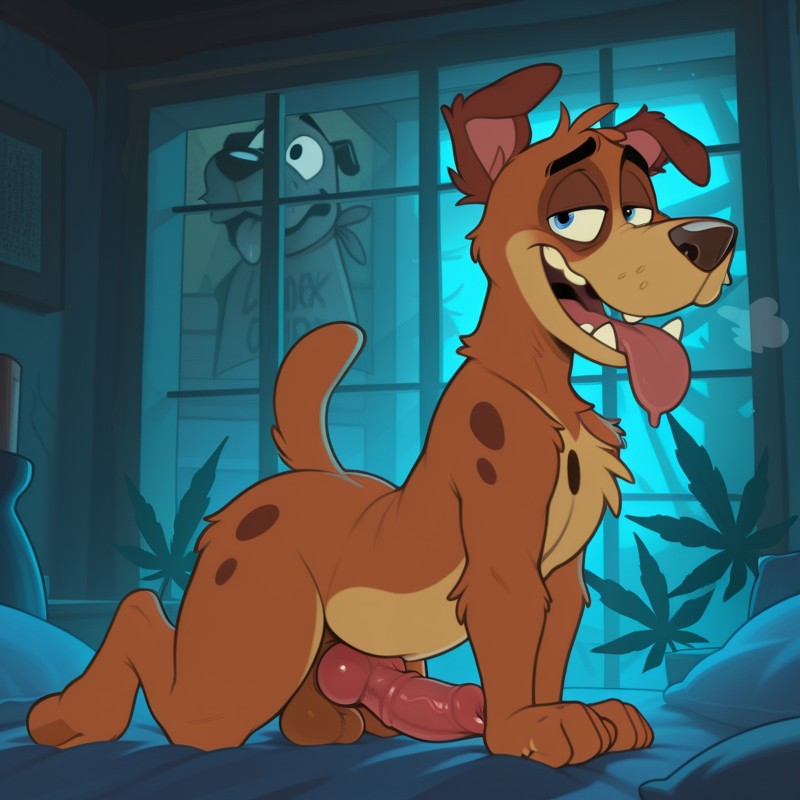Courage the Cowardly Dog in Stoner Fursuit