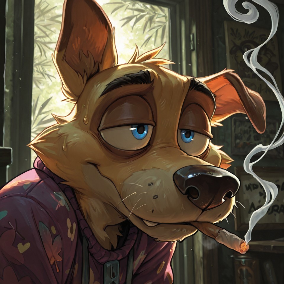 Cowardly Dog Toon Smoking Marijuana