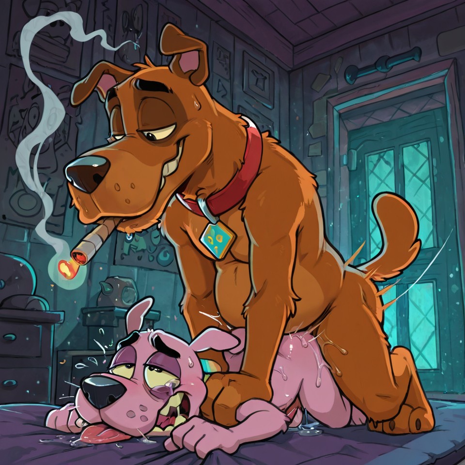 Courage the Cowardly Dog and Scooby Doo Intimate Moment