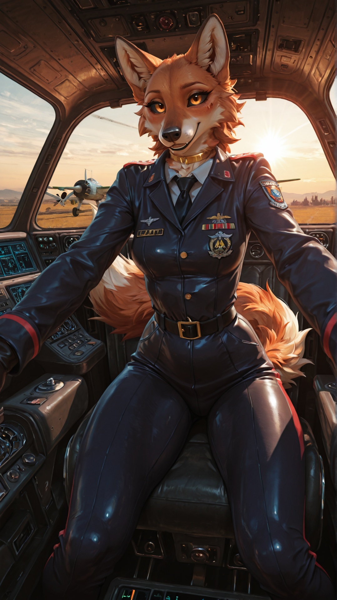 Maned Wolf Pilot in Airplane Cockpit
