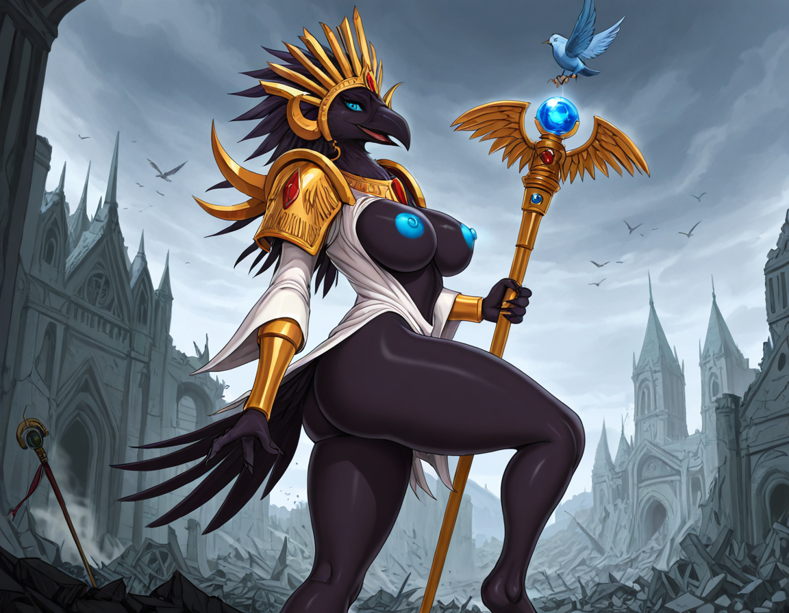 Lord of Change Amidst Ruined Cathedral