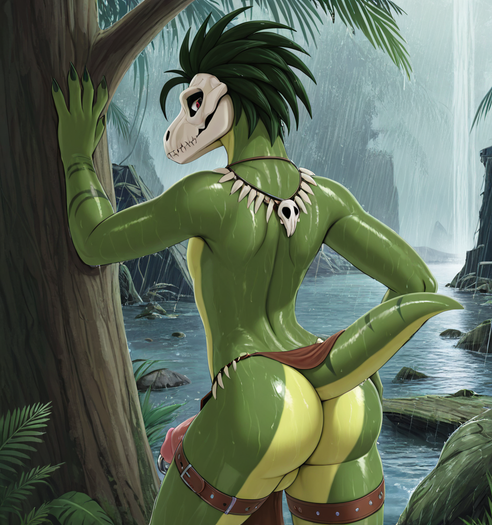 Raptor Warrior in Tribal Garb, Jungle Rain