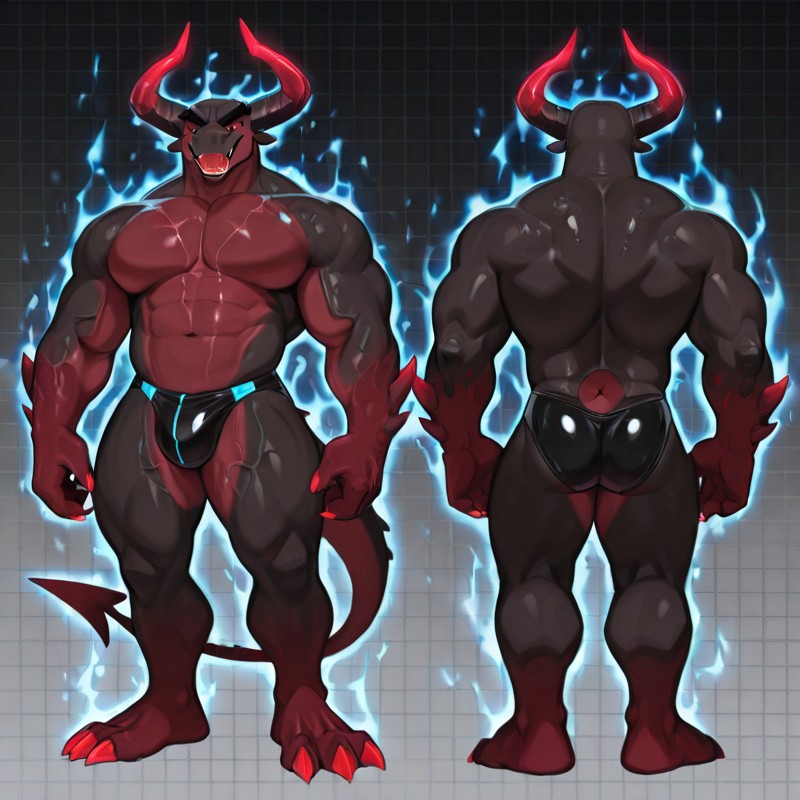 Dragon Character Sheet With Neon Blue Veins