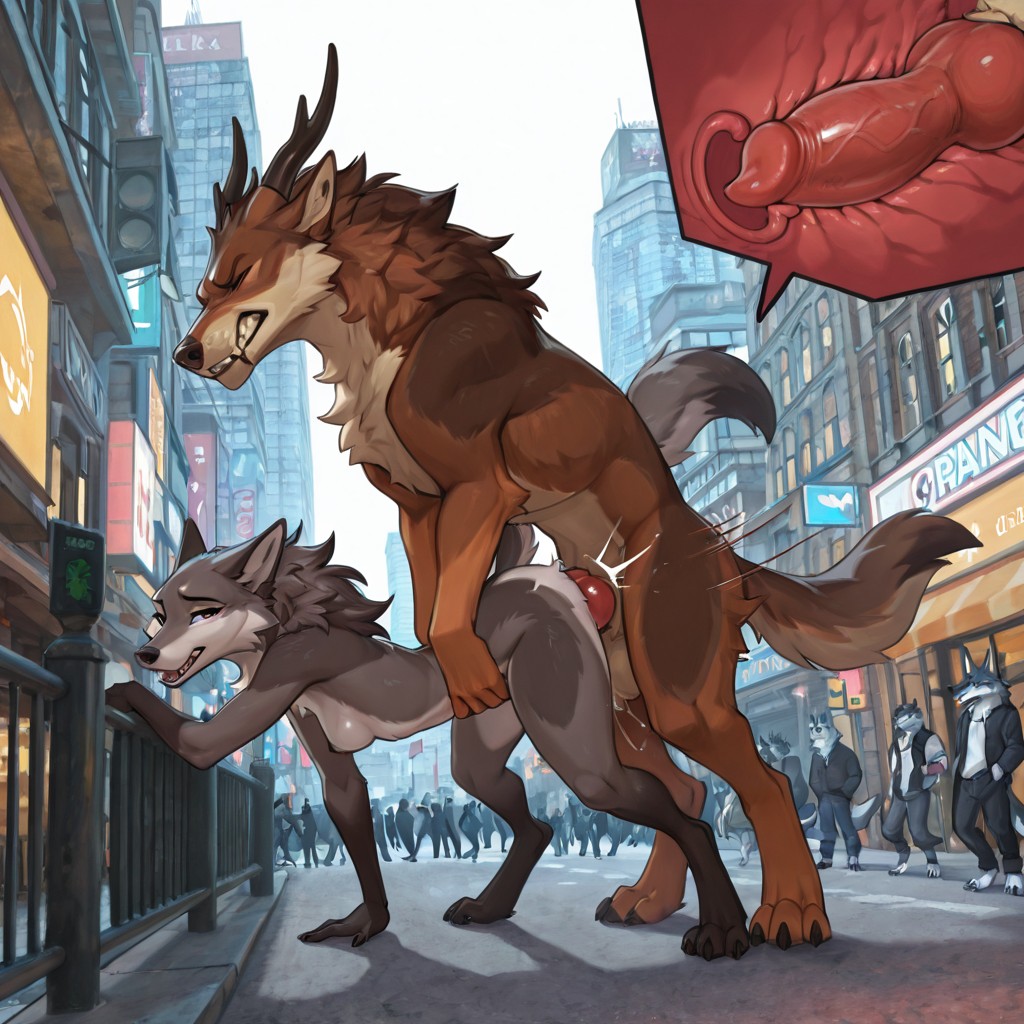 A Wolf and Dragon in the City Glare