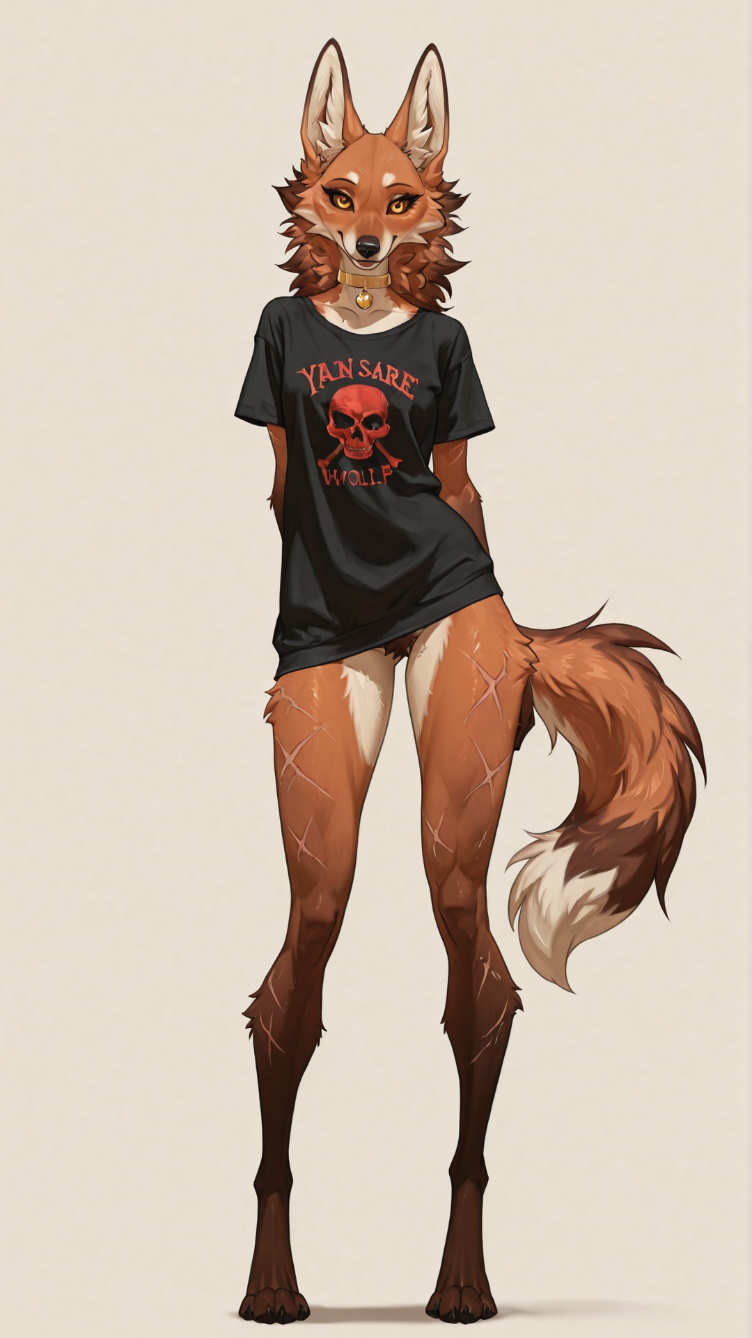 Maned Wolf with Battle Scars and Gold Choker