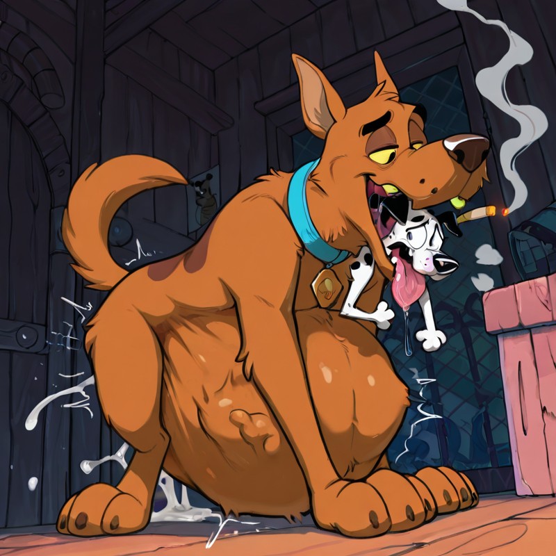 Courage the Cowardly Dog in Surreal Scene