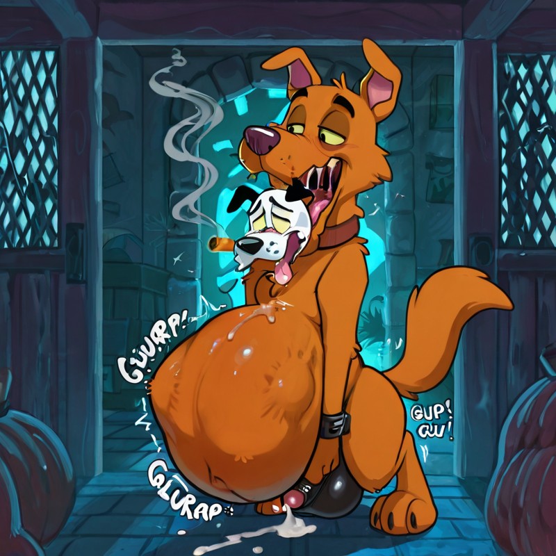 Courage the Cowardly Dog in Surreal Scene