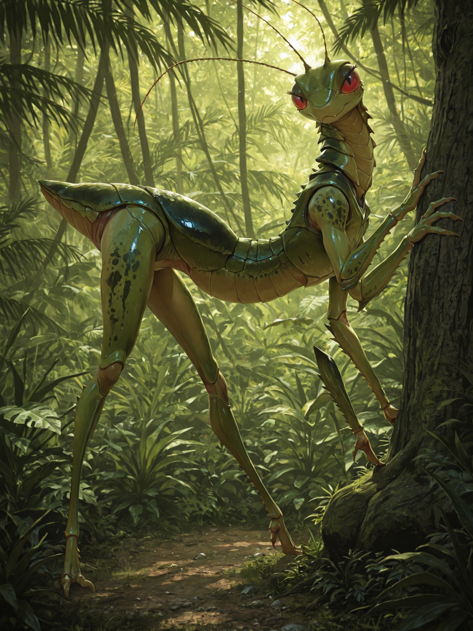 Feral Mantis Stalking in Jungle