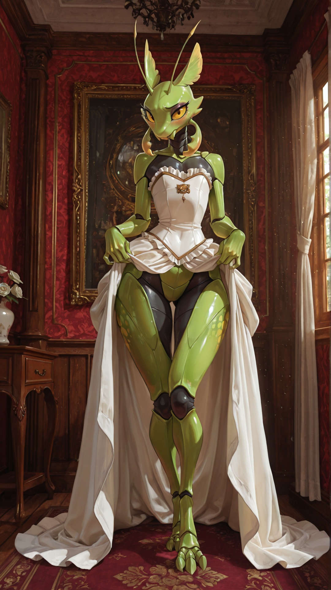 Insectoid Princess Teasing in Royal Bedroom