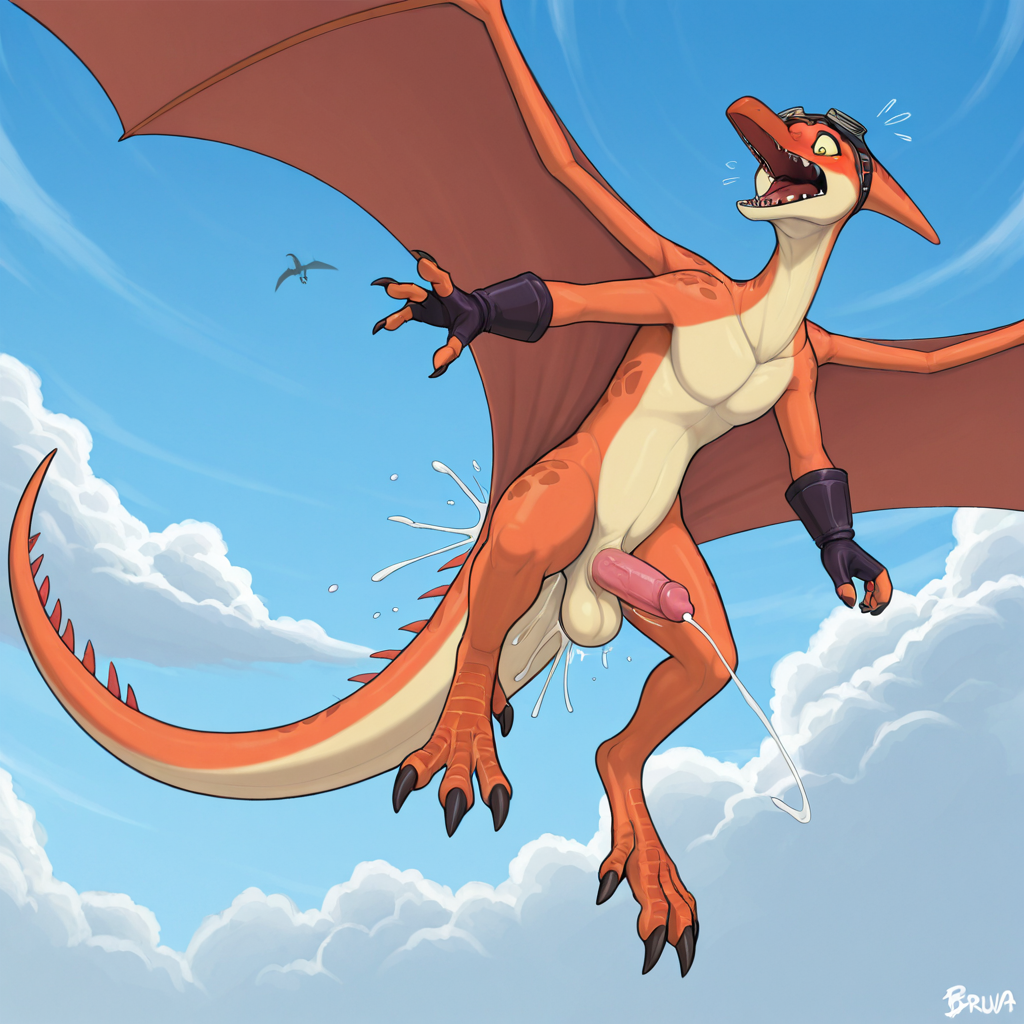 Flying Pteranodon with Spiked Penis