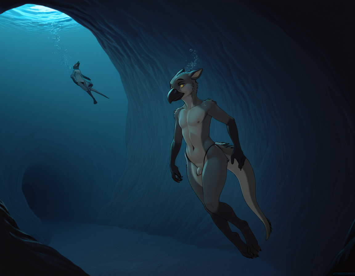 Crow in Underwater Sewer Tunnel
