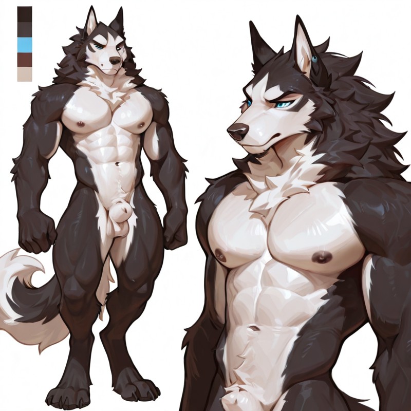 Alaskan Malamute Character Sheet Front And Back View