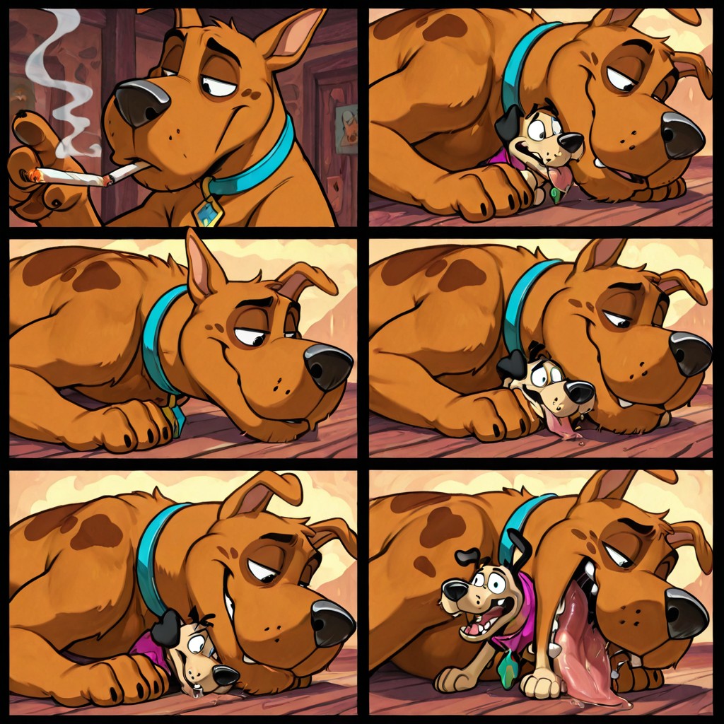 Two Canine Characters in a Mysterious Alleyway