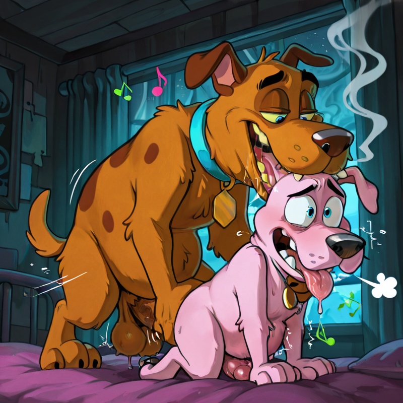 Courage the Cowardly Dog in Rainbow Vore Scene