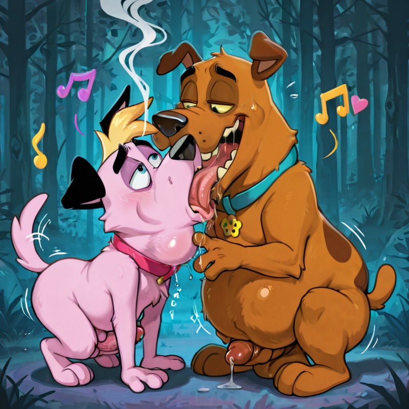 Courage the Cowardly Dog in a Colorful Vore Orgy
