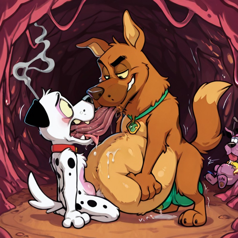 Courage the Cowardly Dog in Surreal Scene
