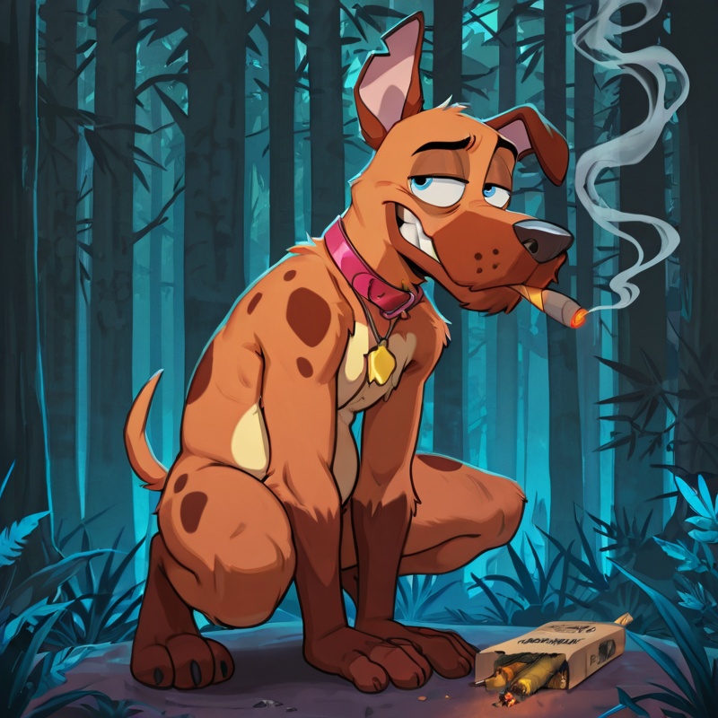 Anthro Courage the Cowardly Dog Smoking Marijuana