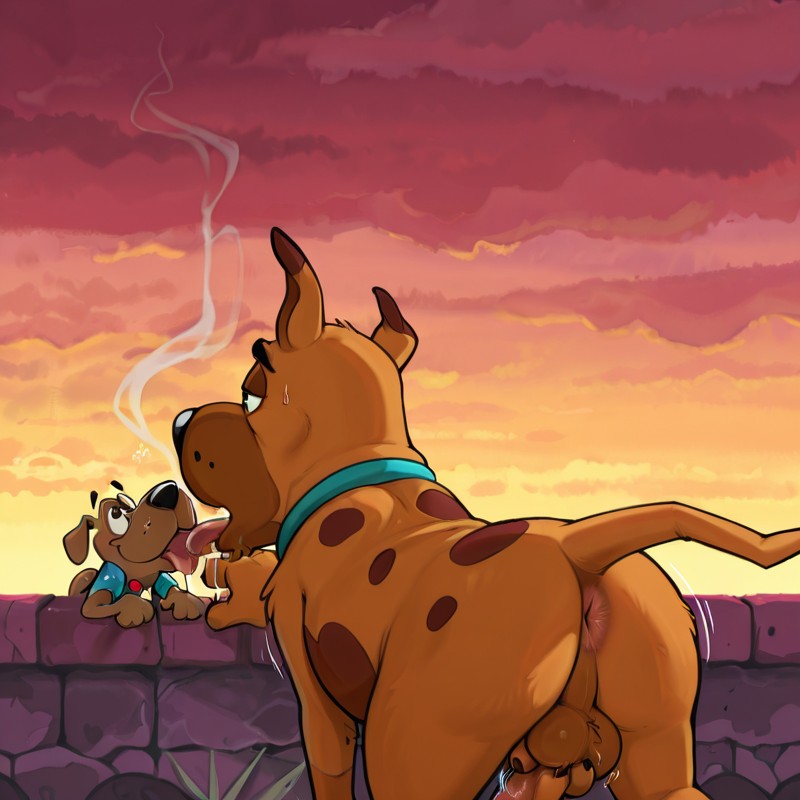 Courage the Cowardly Dog and Scooby Doo Stoner Mates Sexy Toony Male