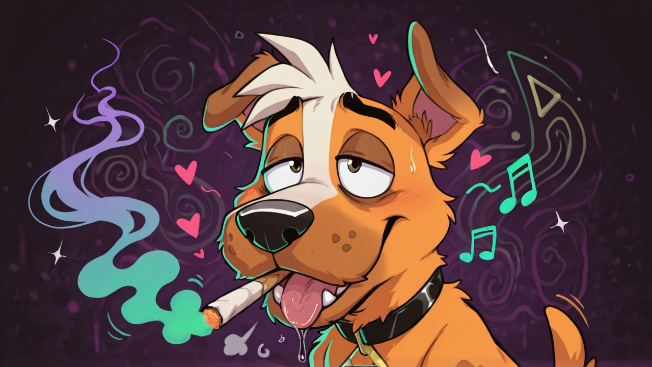 Courage the Cowardly Dog Stoned with Heart and Triforce Symbols