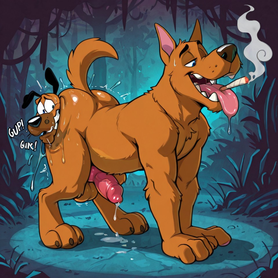 Courage the Dog Smoking in Urban Alley
