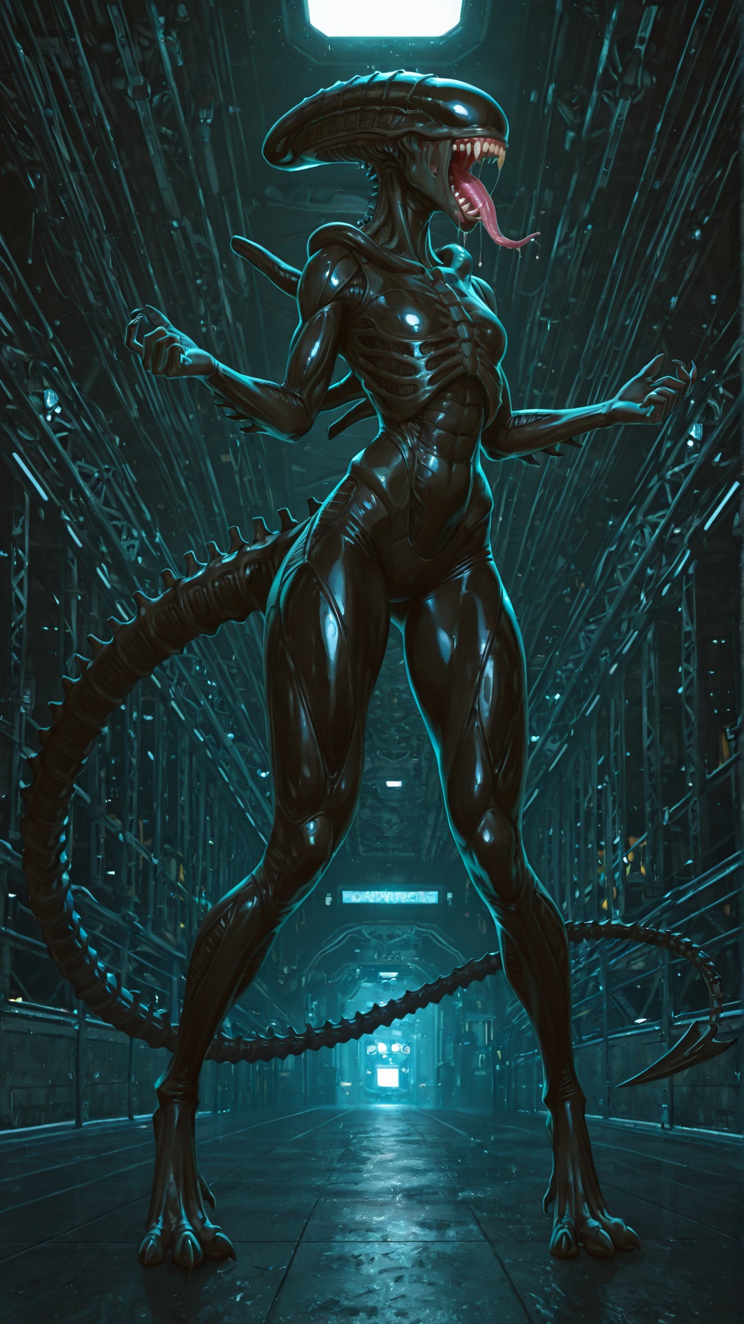 Alien Insectoid Predator in Submarine Setting