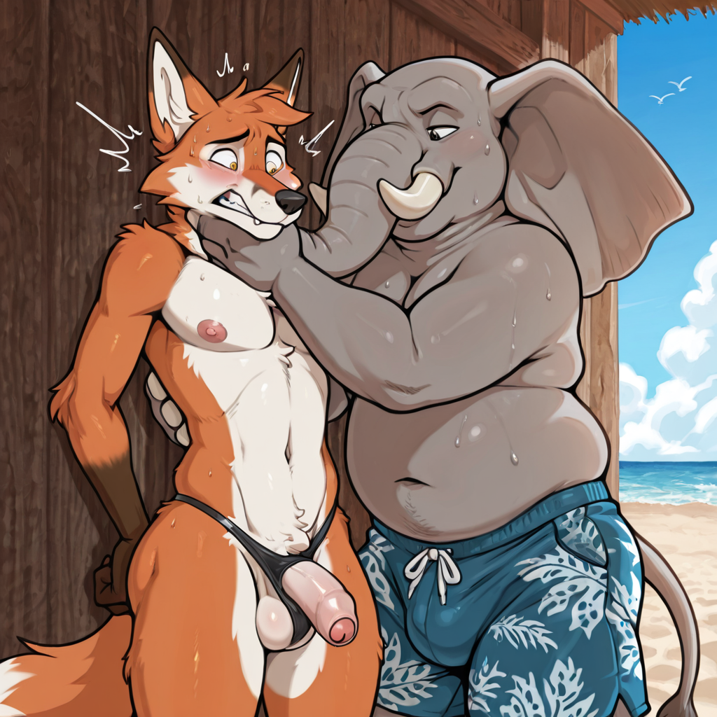 Beachside Fox and Elephant Encounter