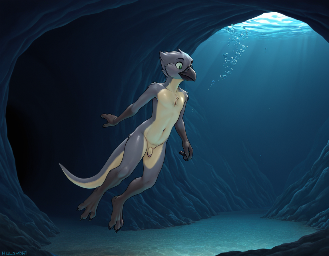 Crow in Underwater Cave