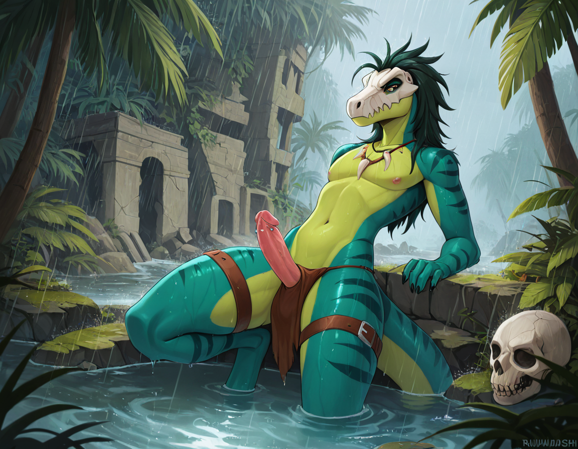 Raptor Warrior in Jungle Ruins Leg Belt Solo_focus