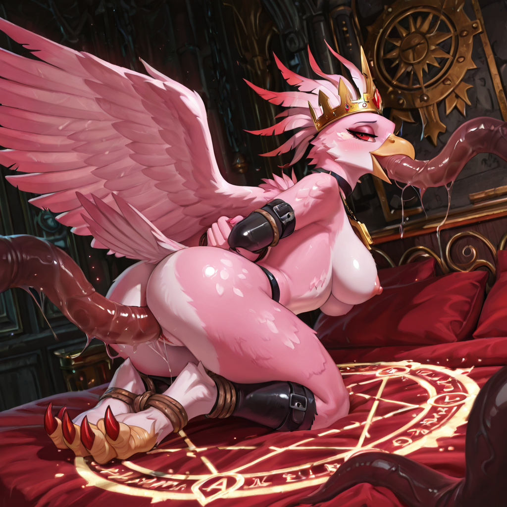 Celestial Avian Sorceress Enthroned