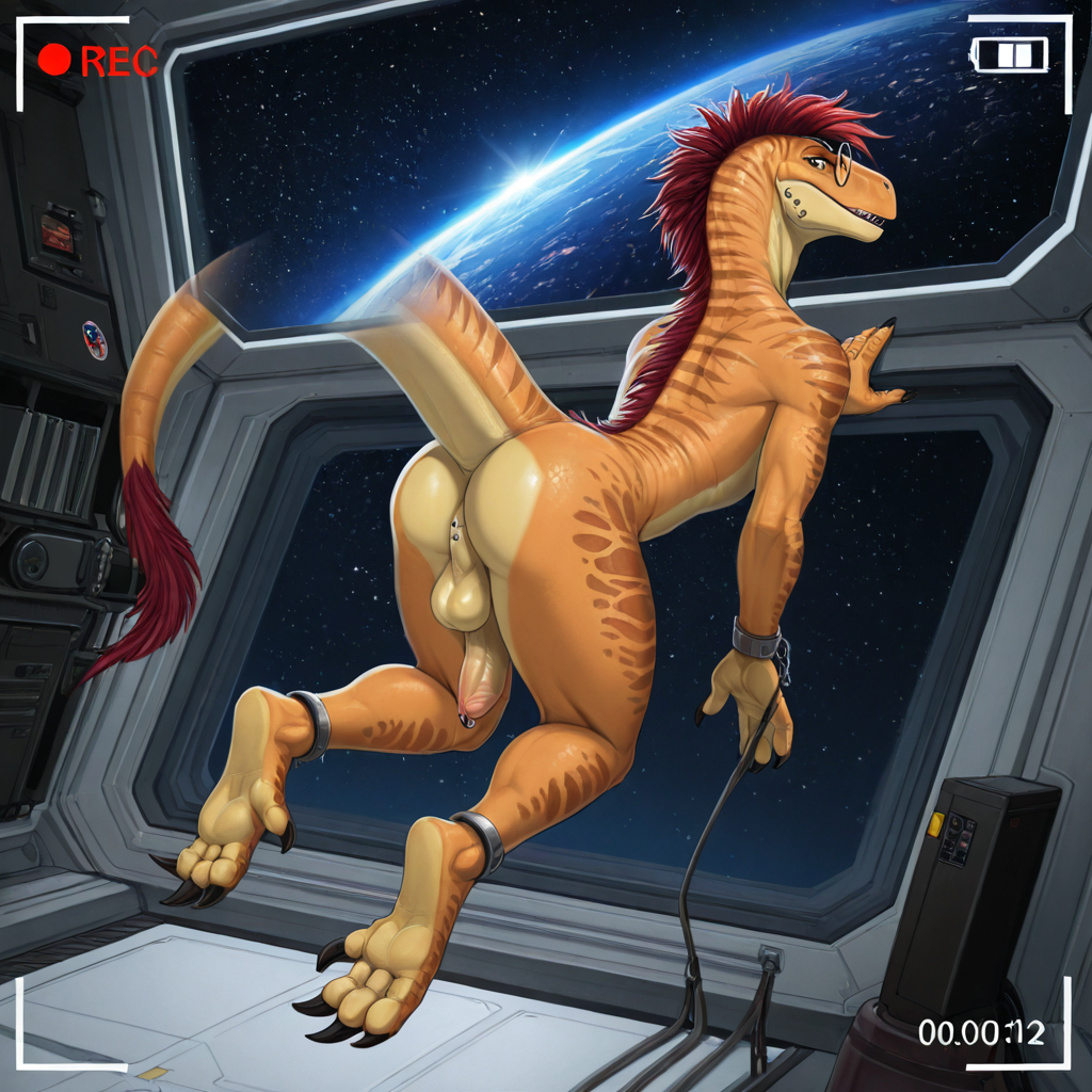 Alien Raptor in Space Station