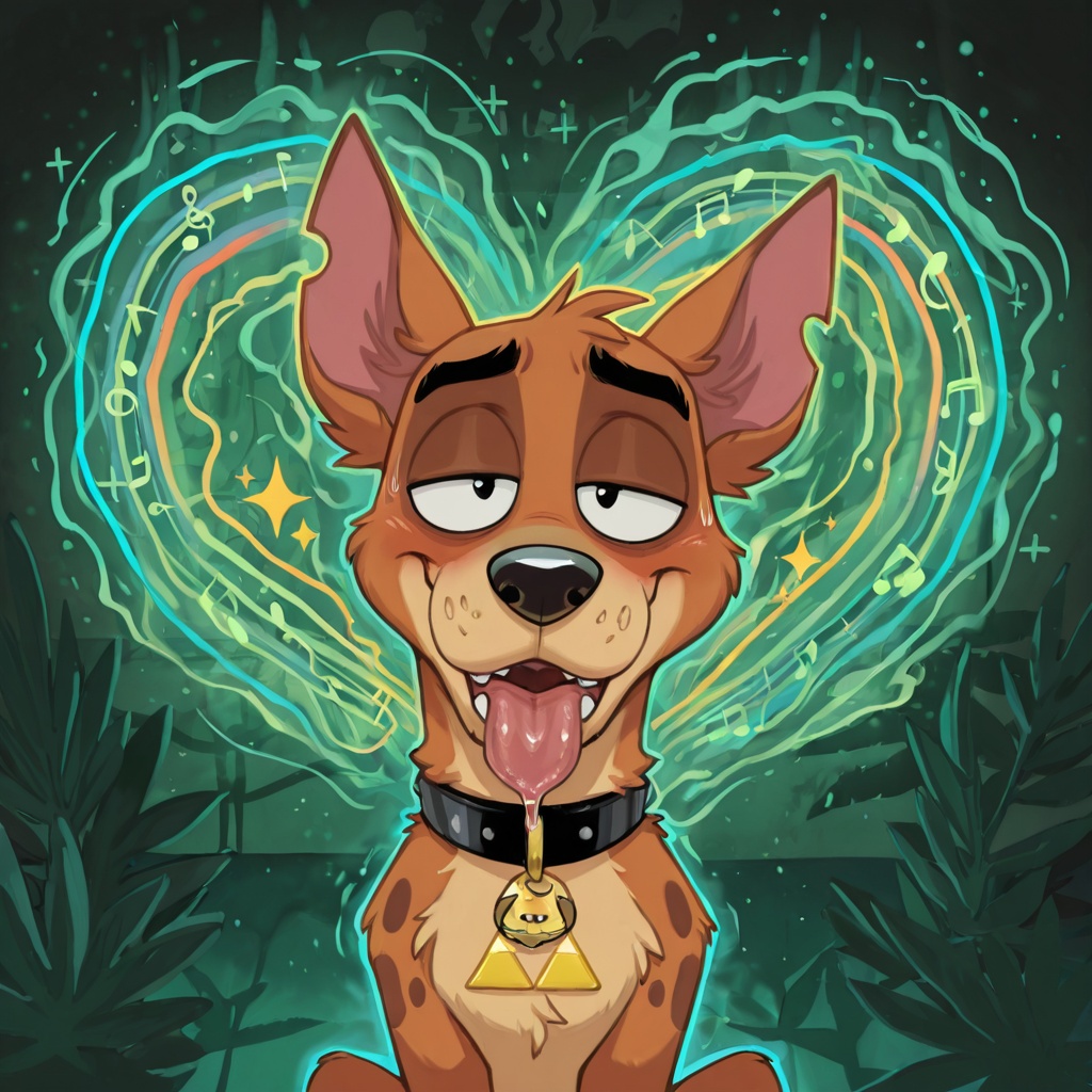 Anthro Stoner Fox Hypnotized by Neon Swirls