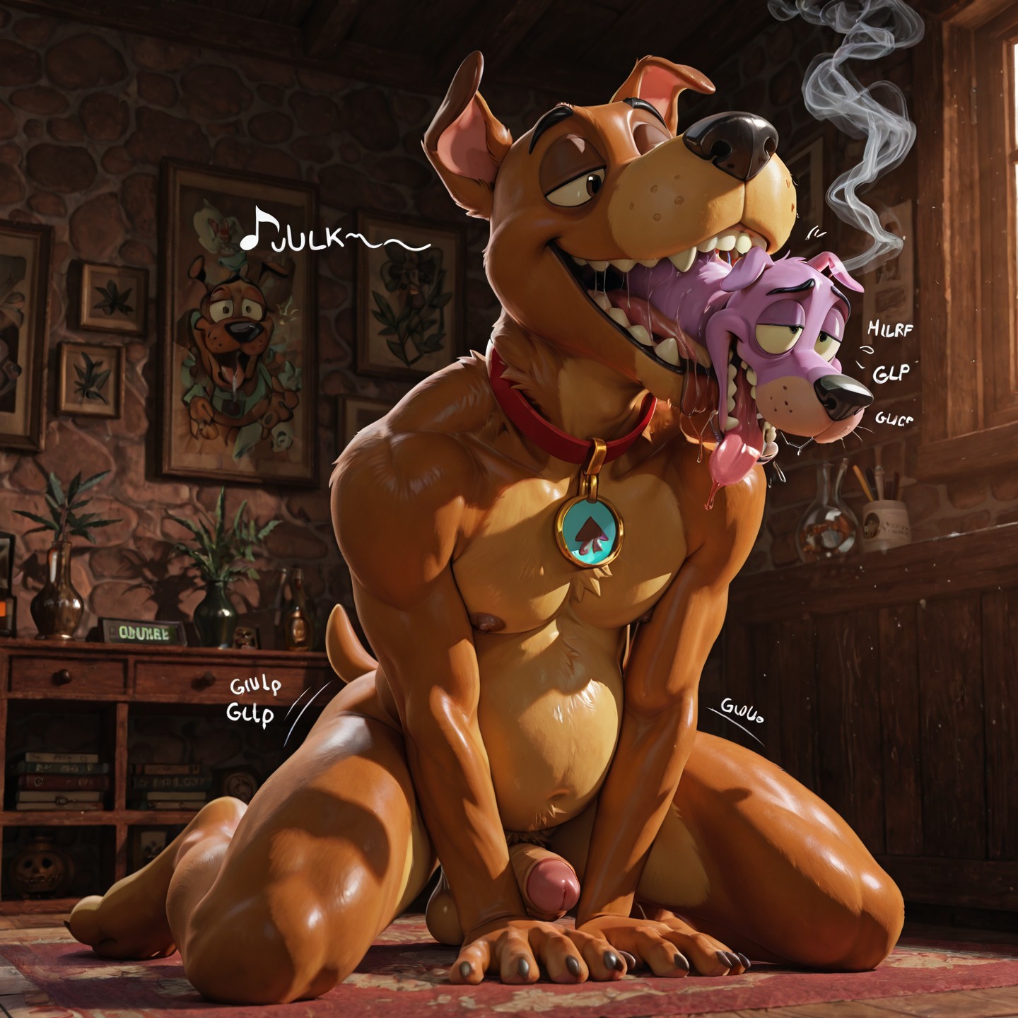 Solorealistic, Male, Anthro, Toony, Courage The Cowardly Dog