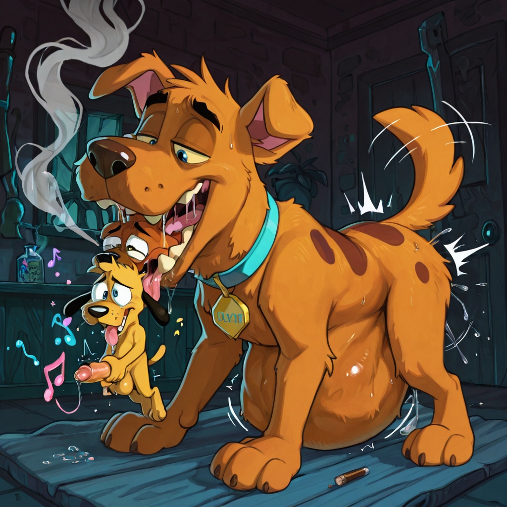 Courage the Cowardly Dog in Rainbow Neon Vore Scene