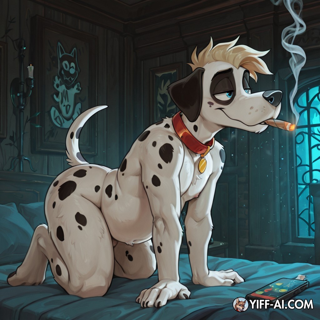Anthro Dalmatian Smoking Marijuana