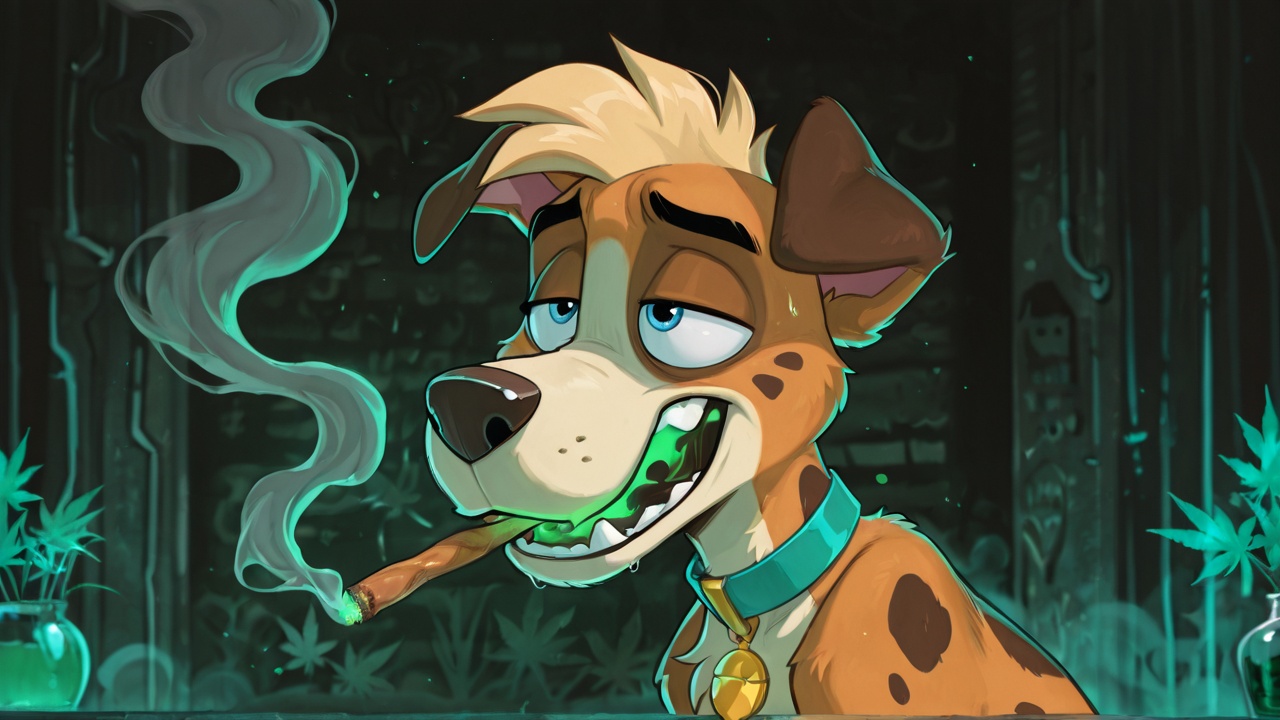 Anthro Courage the Cowardly Dog Smoking Marijuana