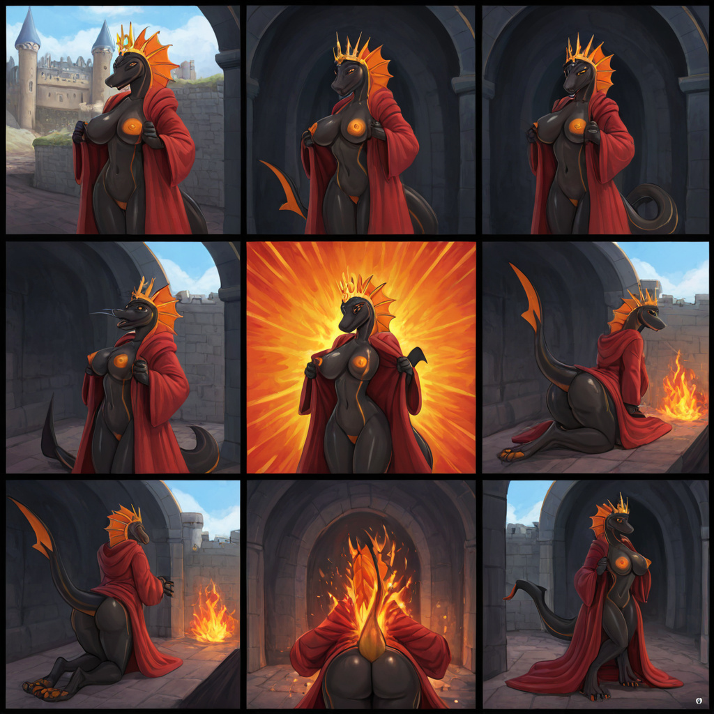 Regal Feline Queen in Castle Chamber