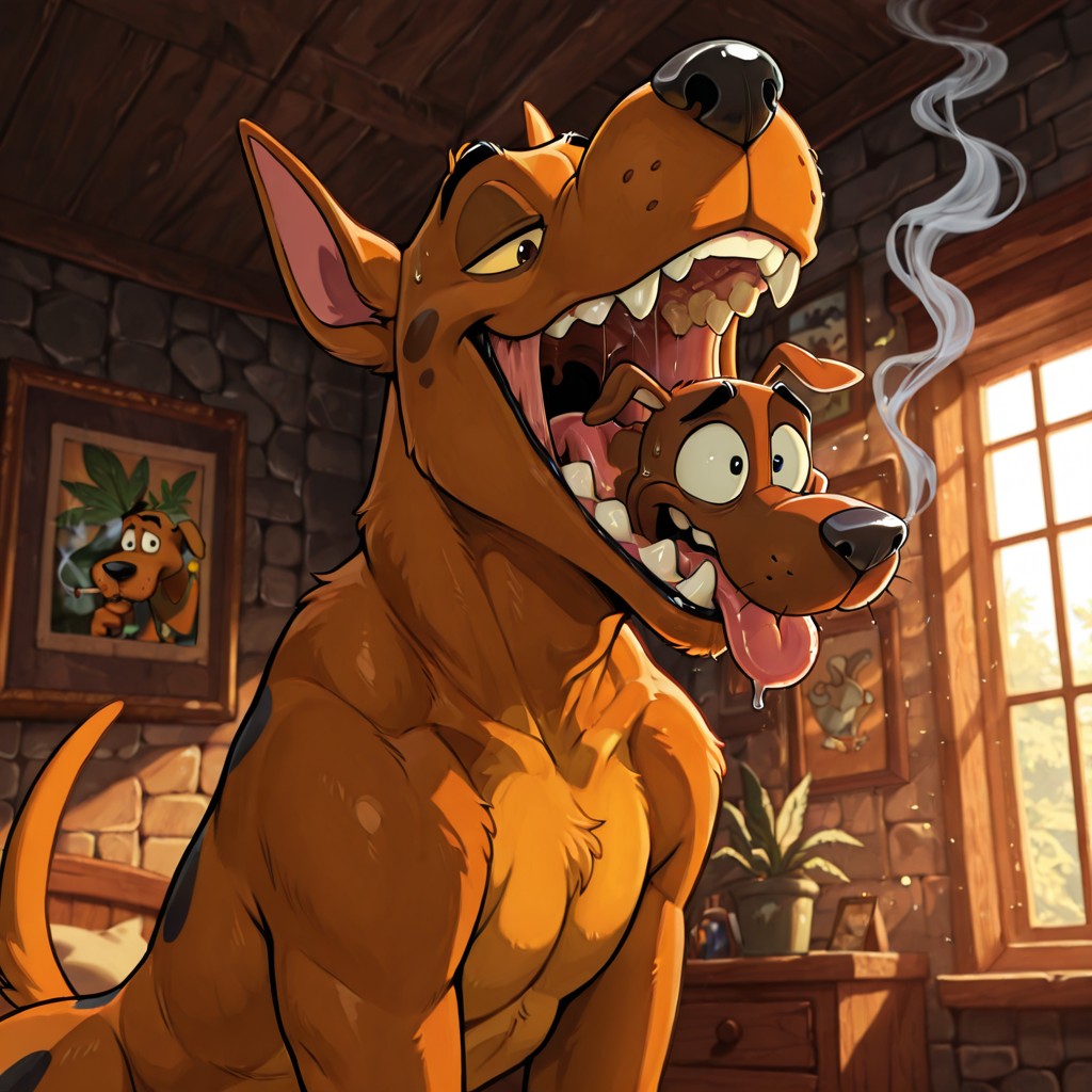 Scooby Doo and Courage The Cowardly Dog In A Forest Clearing