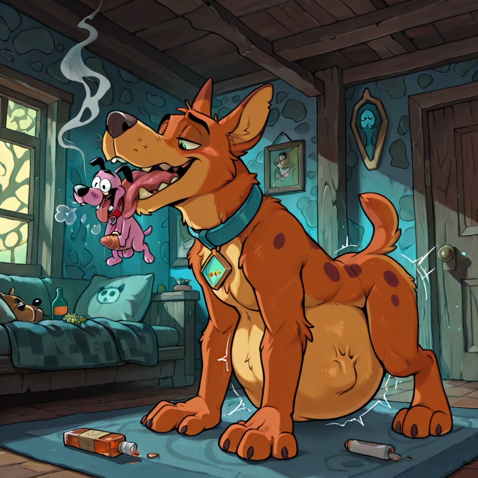 Courage and Scooby Share a Glowing Green Moment
