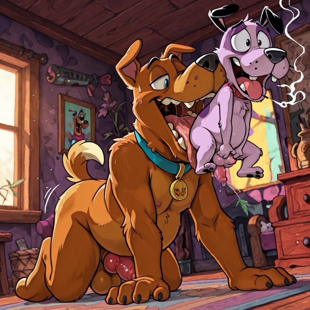 Blonde Courage the Cowardly Dog Smoking Weed
