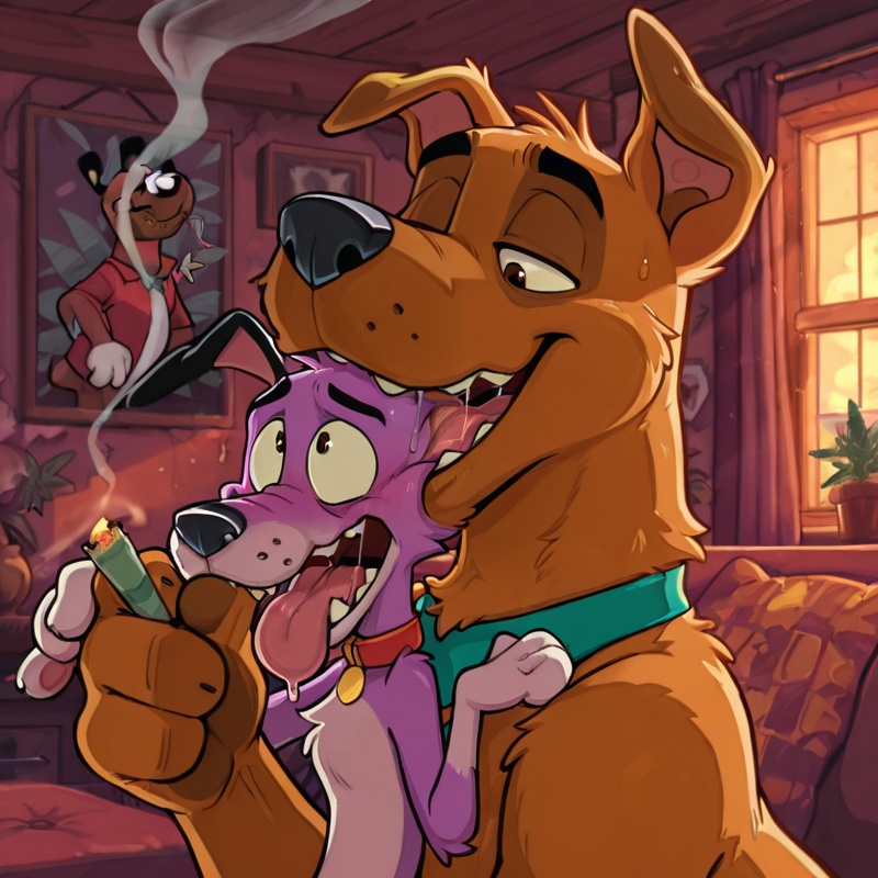 Courage the Cowardly Dog and Scooby Doo as Stoner Foxes