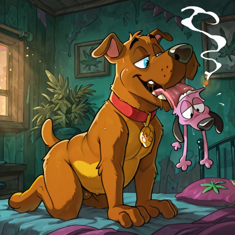Anthro Courage the Cowardly Dog Nude Male Vore Scene