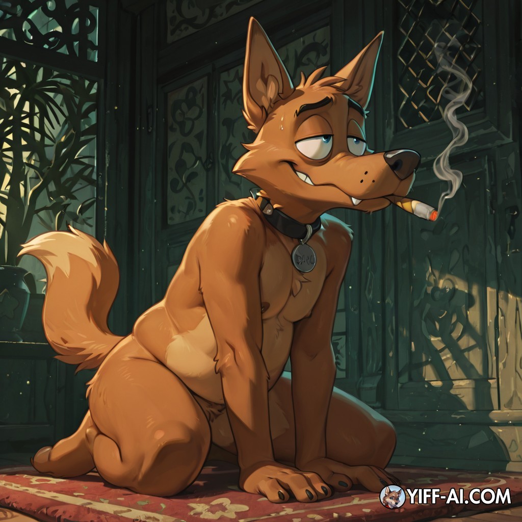Relaxed Fox Enjoying Nature's Herb