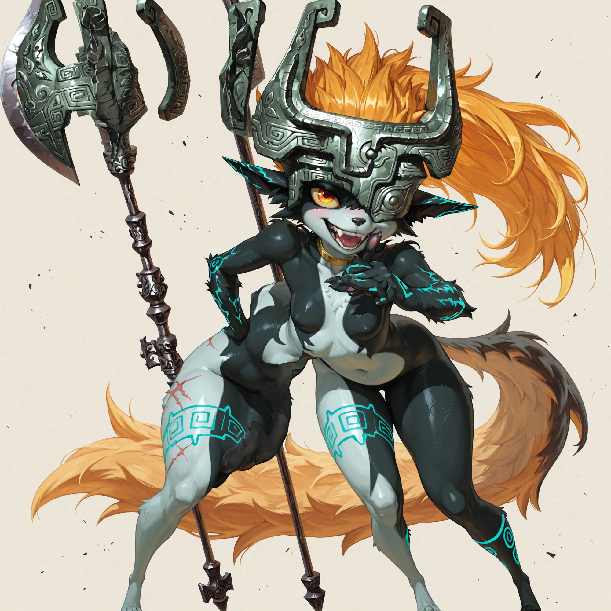 Battle-Ready Anthro Wolf with Halberd